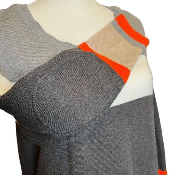 Jessica H Sweater Midi Dress Striped Gray, Khaki, Orange Petite Size L - Picture 2 of 9